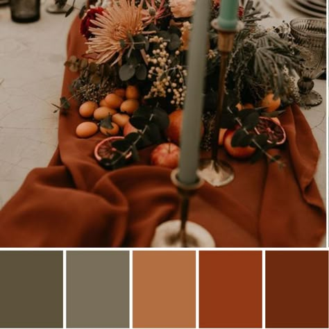 The best burnt orange wedding color schemes for a rich romantic feel Burnt Orange Color Palette Wedding, Burnt Orange Wedding Color Palette, Burnt Orange Wedding Color Schemes, Burnt Orange Wedding Colors, Burnt Orange Weddings Decorations, Burnt Orange Color Palette, Orange Wedding Color Scheme, Orange Wedding Color Palette, Grad Dinner