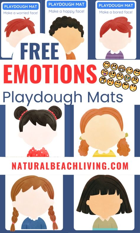 Emotions Playdough Mats Free Printable - Natural Beach Living Playdough Faces Free Printable, Emotions Play Dough Mats, Playdough Emotion Mats Free, Feelings Playdough Mats Free, Face Playdough Mats Free Printable, Emotion Lessons For Preschool, Emotions Playdough Mats Free Printable, Free Printable Playdough Mats, Free Emotions Printables