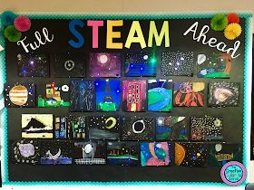 The Creative Colorful Classroom: Simple Circuit STEAM Fun! Steam Projects Elementary, Steam Bulletin Board, Stem Classroom Decor, Stem Bulletin Boards, Steam Teacher, School Wide Themes, Steam Classroom, Classroom Decor Middle, Steam Challenges