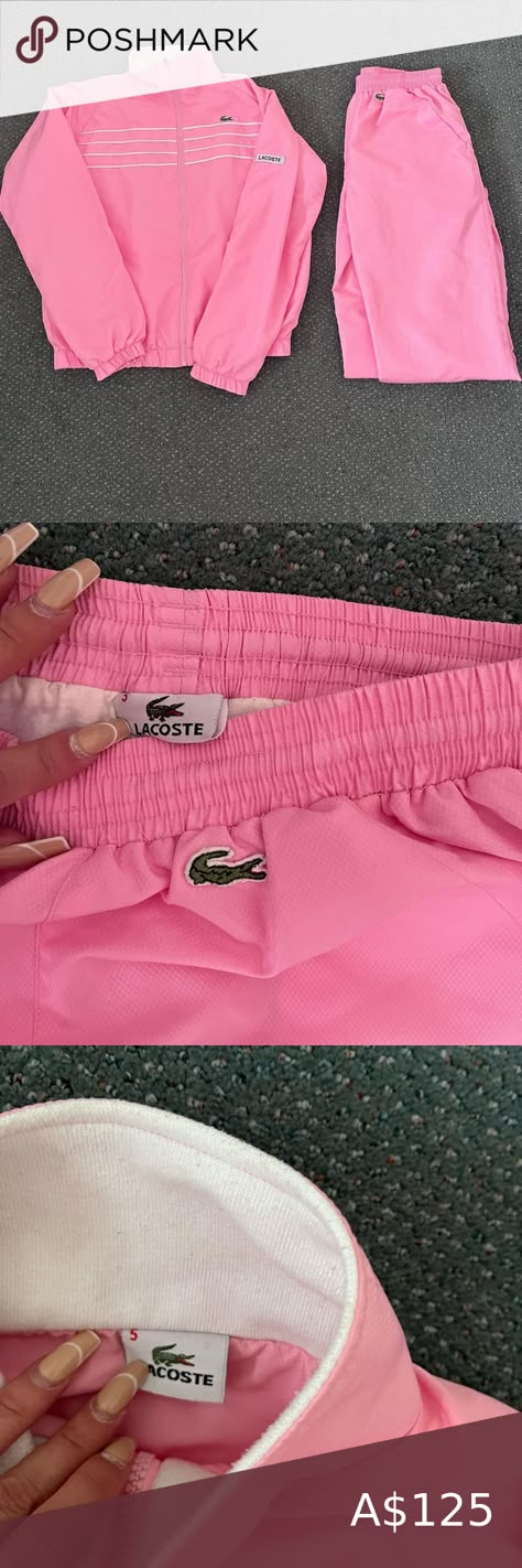 Pink Lacoste Tracksuit Lacoste Women Outfit, Lacoste Outfit Women, Ensemble Lacoste, Lacoste Outfit, Outfit Ete, Lacoste Tracksuit, Lacoste Pink, Pink Tracksuit, Walking Outfits