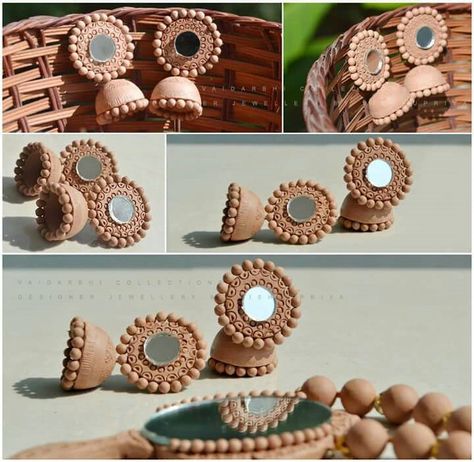 Mouldit Jewellery, Terrakota Jewelry, Terracota Clay, Terracotta Jewellery Making, Paper Quilling Earrings, Terracotta Jewellery Designs, Silk Thread Earrings, Terracotta Earrings, Handmade Clay Jewelry