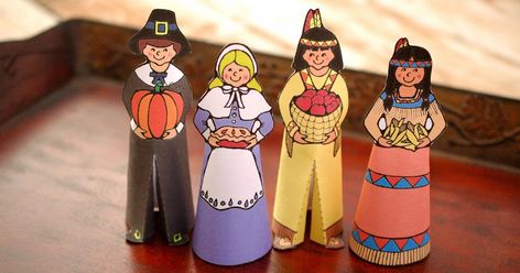 Paper Pilgrim and Indian Dolls           This is another fun and easy craft project for both adults and children. Follow the instructions p... Indian And Pilgrim Crafts Preschool, Pilgrim And Indian Crafts, Pilgrim And Indian Crafts For Kids, Indian Crafts For Kids, Pilgrims And Indians Crafts For Toddlers, Thanksgiving Pilgrim And Indian Crafts, Pilgrims And Indians Thanksgiving, Church Game Night, Thanksgiving Dec