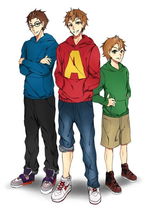 Chipmunks ver. Human by https://www.deviantart.com/lazytime7 on @DeviantArt Characters As Humans, Disney Characters As Humans, Cartoon Characters As Humans, Disney Theory, Non Human, Anime Vs Cartoon, Cartoon As Anime, As Humans, Alvin And The Chipmunks