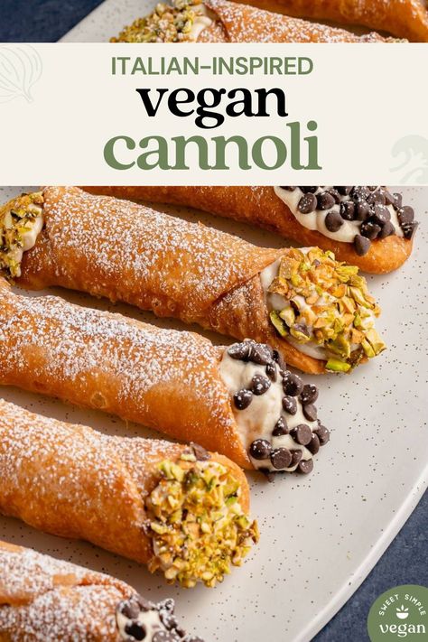 Vegan Cannoli, Sicilian Cannoli, Ricotta Filling, Vegan Pastries, Vegan Ricotta, Italian Bakery, Vegan Baking Recipes, Sweet Bites, Vegan Italian