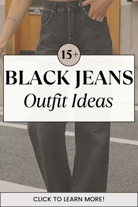 Here are 15+ black jeans outfit ideas that’ll clear up any indecisiveness when it comes to styling them. Click to read it! Tops To Wear With Black Jeans, Summer Black Jeans Outfit, Black Wide Leg Jeans Outfit Summer, Faded Black Jeans Outfit Casual, Black Jeans Outfit Summer Casual, What To Wear With Black Jeans, Black Jeans Outfit Work, Womens Black Jeans Outfit, How To Style Black Jeans