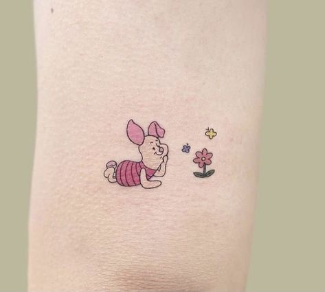 Piglet And Pooh Tattoo, Winnie The Pooh Piglet Tattoo, Piglet Tattoo Ideas, Winnie The Pooh And Piglet Tattoo, Slay Tattoo, Winnie The Pooh Tattoo Ideas, Pig Tattoos, Piglet Tattoo, Cute Disney Tattoos