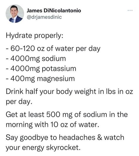 Dr. James DiNicolantonio on Instagram: "The best salt & electrolytes = @redmondrelyte. Code DRJAMES = 15% off. Only drinking plain water is NOT the best way to hydrate. Our body needs electrolytes to hydrate appropriately so that fluid stays in the body and isn’t just peed out in the urine. I start my day out with 1 scoop of @redmondrelyte Electrolyte or Immunity Mix with 10 oz. of fluid mixed in a blender. Before or after intense work outs (depending how I’m feeling) I hydrate with @redm Salt And Electrolyte Water, Dr James Dinicolantonio Recipes, Dr James Dinicolantonio, Fasting Lifestyle, James Dinicolantonio, Dr Hyman, Best Salt, Electrolyte Water, Plain Water