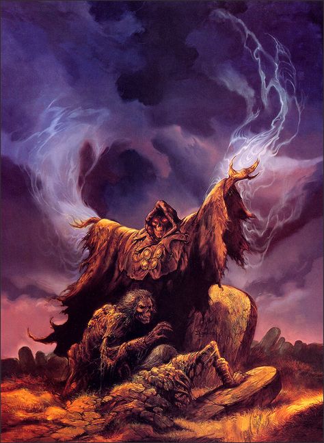 Jeff Easley. Sinister sorcery Jeff Easley, Dark Wizard, Fantasy Wizard, Dungeons And Dragons Art, Scary Wallpaper, Heroic Fantasy, Retro Artwork, Pulp Art, Fantasy Artist