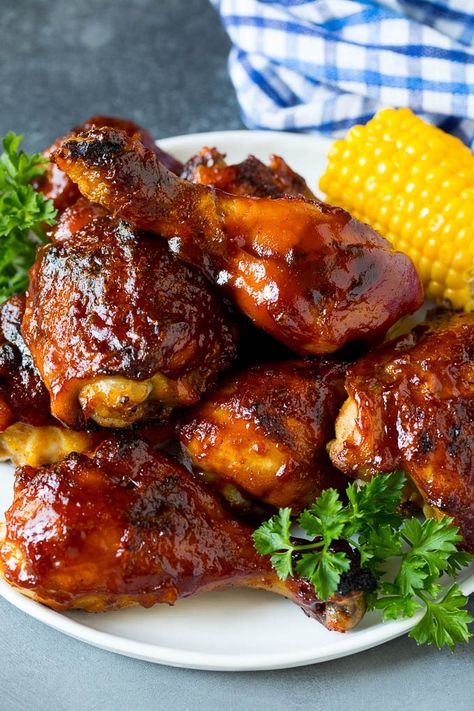 Super easy BBQ chicken that can be grilled or baked with perfect results every time! Best Bbq Chicken, Pulled Chicken Sandwiches, Easy Bbq Chicken, Chicken Grilled, Grilled Bbq Chicken, Baked Bbq Chicken, Bbq Chicken Recipes, Baked Dinner, Easy Bbq