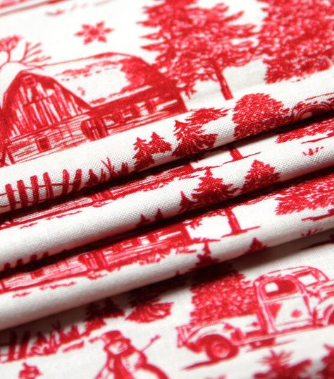 Red Toile on White Christmas Cotton Fabric | JOANN Red Toile Christmas Decor, Red Toile Christmas, Toile Christmas, Christmas Toile, Red Toile, Joanns Fabric And Crafts, White Christmas, Red Christmas, Craft Stores