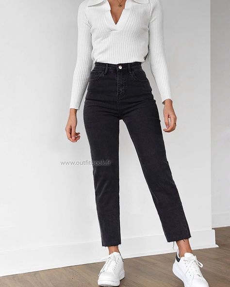 Black Mom Jeans Outfit, Mom Jeans Outfit Winter, Trending Tops, Jeans Outfit Winter, Mom Jeans Outfit, Black Mom Jeans, Outfit Jeans, Causual Outfits, Jeans Outfit