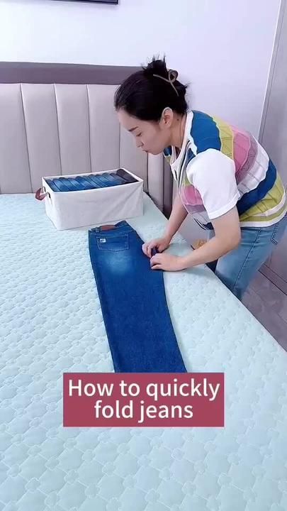 How to fold jeans🥰🥰#storagehacks #jeansfolding #howtofold #fyp #clea... | How To Fold Jeans | TikTok Folding Organization, Laundry Diy, How To Fold Jeans, Folding Jeans, Packing Folding, Travel Life Hacks, Packing Hacks Clothes, Origami Love, How To Fold