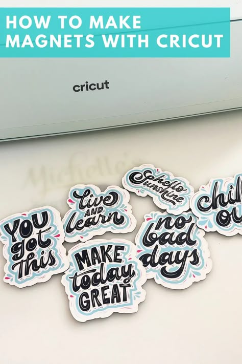 Cricut Joy Magnets, How To Make Magnets Diy, Cricut Projects For Parties, Cricut Magnet Ideas, Diy Name Magnets, Cricut Magnets How To Make, Make Magnets With Cricut, Cricut Fridge Magnets, Magnet Sheets Ideas