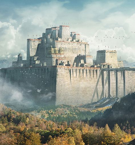 Gérico, a terceira maior cidade do continente, conhecida por ter a mais poderosa cavalaria de todo o continente. Dnd Locations, Fantasy Locations, Fantasy Settings, 7 Wonders, Castle Art, Landscape Concept, 다크 판타지, Fantasy City, Fantasy Castle