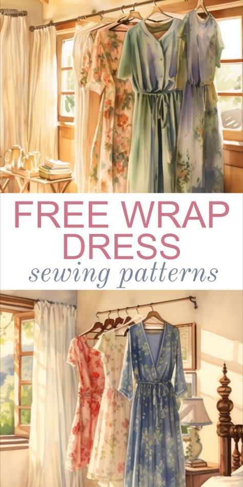 Here are 12+ free wrap dress sewing patterns to make for your next sewing project. Many have downloadable pdf patterns or easy-to-follow tutorials that are perfect for all sewing levels. Wrap Dress Pattern Free, Wrap Dress Patterns, Diy Wrap Dress, Dress Sewing Patterns For Women, Wrap Dress Sewing, Wrap Dress Sewing Patterns, Dress Sewing Patterns Free, Simple Dress Pattern, Wrap Dress Pattern