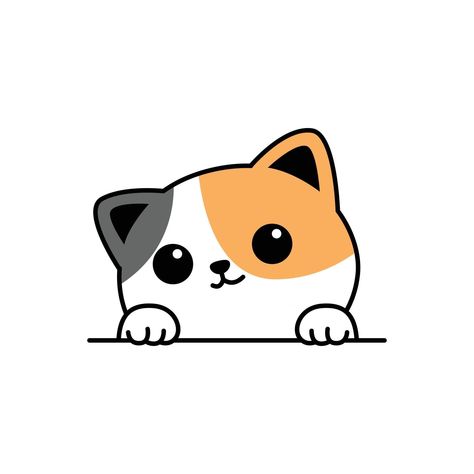 Simple Cat Drawing, Cute Dog Drawing, Kitten Drawing, Cute Cat Drawing, Cat Vector, Drawing Faces, Söt Katt, Cute Little Kittens, Pola Sulam