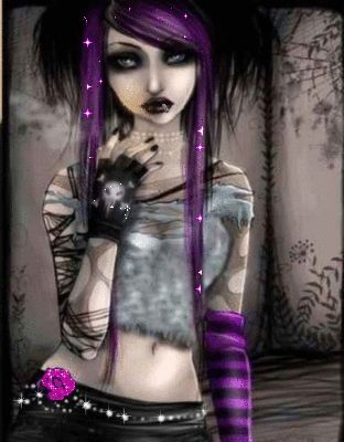 Glitter Graphics: the community for graphics enthusiasts! Emo Cartoons, Purple Gothic, Emo Art, Purple Girls, Glitter Graphics, Goth Art, Beautiful Dark Art, All Things Purple, Emo Girls