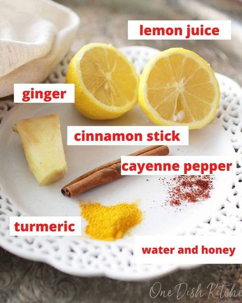 Tumeric Tea Recipe, Ginger Cinnamon Tea, Ginger Lemon Honey Tea, Honey Lemon Tea, Ginger Lemon Tea, Cinnamon Drink, Turmeric Ginger Tea, One Dish Kitchen, Turmeric Tea Recipe