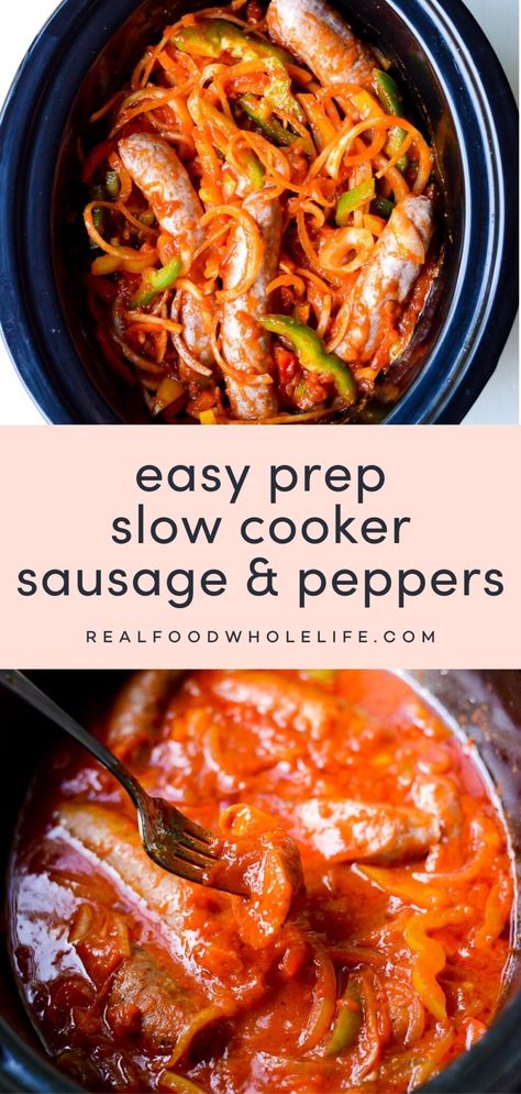 Crockpot Sausage and Peppers Crock Pot Sausage And Peppers, Crockpot Sausage And Peppers, Sausage And Peppers Crockpot, Crock Pot Sausage, Crockpot Sausage, Slow Cooker Sausage, Sausage Crockpot, Sausage Peppers, Sausage And Peppers