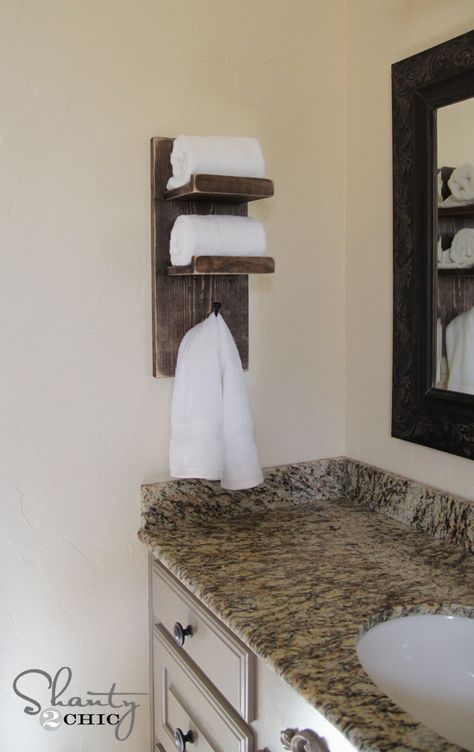 Looks like something I should be able to do.  Bathroom Towel Hook DIY Bathroom Towel Holder Ideas, Diy Towel Holder, Hand Towel Holder Ideas, Bathroom Towel Rack Ideas, Towel Holder Diy, Hang Towels In Bathroom, Bathroom Hand Towel Holder, Diy Towel Rack, Bathroom Towel Hook