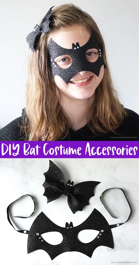 DIY Bat Costume Accessories #madewithffw #attheheartofyourproject #fairfield #fairfieldworld #diycostume #halloween #halloweencostume #bat #batcostume Adult Bat Costume Diy, Diy Bat Halloween Costume, Bat Mask Template, Bat Mask Diy, Diy Batgirl Costume Women, Bat Diy Costume, Bat Costume Women's Diy, Halloween Diy Accessories, Halloween Bat Costume Women