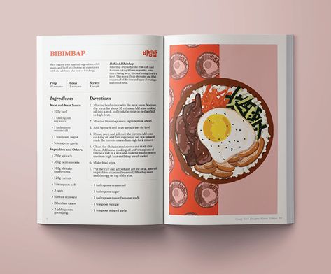 Recipes Magazine Design, Modern Cookbook Design, Cookbook Page Design, Recipe Graphic Design Layout, Cookbooks Aesthetic, Recipe Book Graphic Design, Recipe Book Layout Design, Cookbook Design Ideas, Illustrated Recipe Book