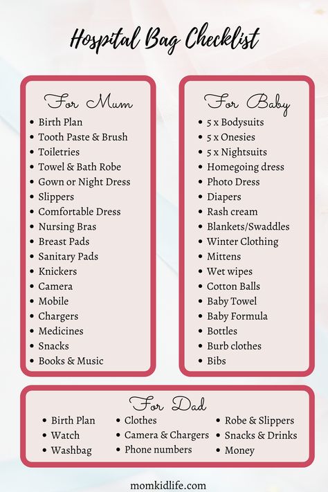 Hospital Bag Checklist for mum, baby & dad Maternity Checklist For Hospital, Maternity Bag For Hospital, Maternity Checklist, Maternity Hospital Bag Checklist, Maternity Bag Checklist, Maternity Hospital Bag, Baby Hospital Bag Checklist, Hospital Checklist, Hospital Bag For Mom To Be