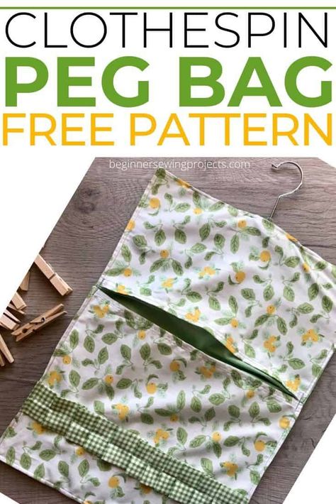 Peg Bag Sewing Pattern, Clothespin Bag Pattern, Diy Clothespin Bag, Laundry On The Line, Hanging Laundry, Beginners Sewing, Pin Bag, Clothespin Bag, Waffle Recipe