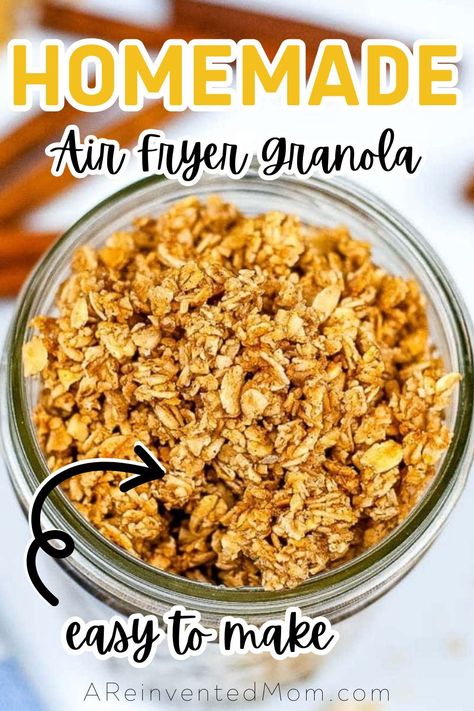 Made with 7 ingredients, our Air Fryer Granola recipe is easy to make and cooks in just 10 minutes. We love this versatile dish for breakfast, snacks and more. If you’ve ever bought granola at the grocery store, you probably noticed it’s EXPENSIVE! Especially if you are shopping for boutique brands, organic or low sugar versions. You’ll be saying “goodbye!” to grocery store granola after making this easy homemade version. Granola Topping, How To Make Homemade Granola, Granola Air Fryer Recipe, Air Fryer Granola Recipe, Air Fryer Granola, How To Make Granola At Home, Granola In Air Fryer, Airfryer Granola, Quick Granola Recipe