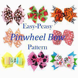 Easy Peasy Pinwheel Bow Pattern and more... Loopy Bow, Girls Hair Bows Diy, Homemade Bows, Christmas Wreath Bows, Christmas Tree Topper Bow, Flower Hair Bows, Pinwheel Bow, Hair Bow Tutorial, Bows Diy Ribbon