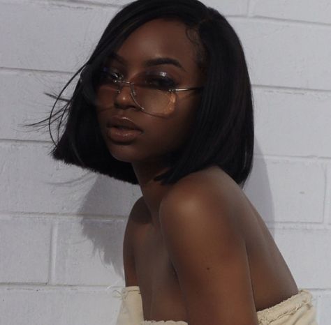 Bob With Glasses, Hair Laid, Black Barbie, Brown Skin, Hair Bundles, Black Is Beautiful, Black Women Hairstyles, Human Hair Wigs, Wig Hairstyles