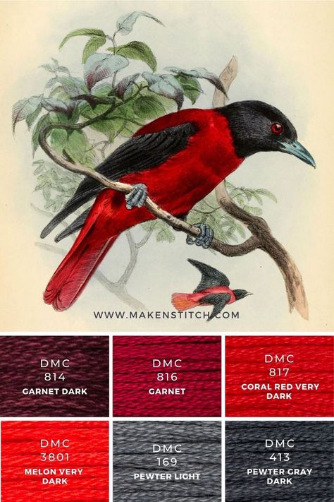 Stitch Pallets, Embroidery Color Combinations, Dmc Christmas Color Palette, Dmc Palette, Red Color Palette, Embroidery Thread Color Palette, Dmc Thread Color Palettes, Dmc Embroidery Floss Color Palettes, Dmc Red Palette