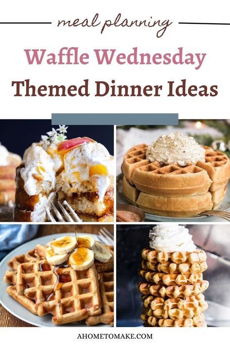 Waffle Wednesday | Themed Dinner Ideas Your Family will Love! Waffle Wednesday Ideas, Waffle Dinner Ideas, Wednesday Dinner Ideas, Themed Dinner Ideas, Waffle Wednesday, Themed Dinners Ideas, Carrot Cake Waffles, Waffle Ice Cream Sandwich, Waffle Recipe Healthy