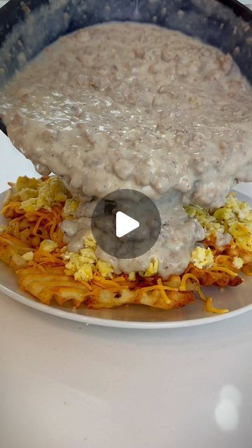 Good Vibes Cooking on Instagram: "You’ll love these loaded breakfast fries! #loadedfries #breakfastfries #gravy #sausagegravy #fries" Loaded Breakfast Fries, Taco Board Ideas, Breakfast Fries, Waffle Fries Recipe, Loaded Fries Recipe, Gravy Fries, Taco Board, American Test Kitchen, Fried Sausage