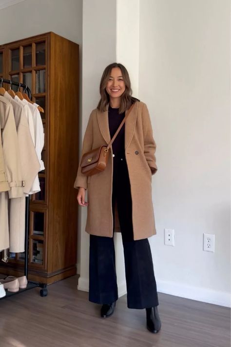 Women’s Pea Coat Outfits, Womens Wool Coat Outfit, Dressy Trench Coat Outfit, Camel Coat Winter Outfit, Tan Wool Coat Outfit, Camel Peacoat Outfit, Light Brown Coat Outfit, Camel Wool Coat Outfit, Wool Cardigan Outfit