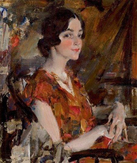 View Portrait of Kate, (1926) By Nicolai Fechin; Oil on canvas; 30 x 25 inches (76.2 x 63.5 cm); Signed; . Access more artwork lots and estimated & realized auction prices on MutualArt. Nicolai Fechin, Oil Painting Portrait, Russian Artists, Russian Art, Portrait Artist, Pablo Picasso, American Artists, Vincent Van Gogh, Portrait Art