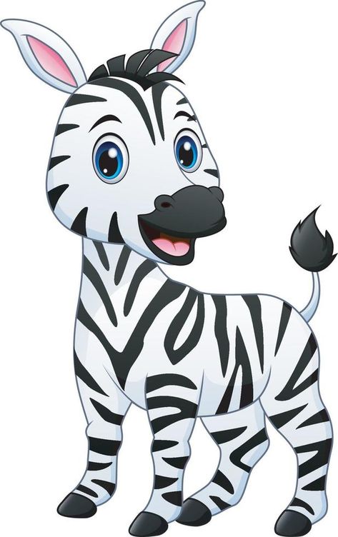 Zoo Animals For Kids, Baby Zebra Drawing, Zebra Cartoon, Zebra Drawing, Zebra Illustration, Safari Baby Animals, Funny Cartoon Characters, Baby Zebra, Zebras Animal