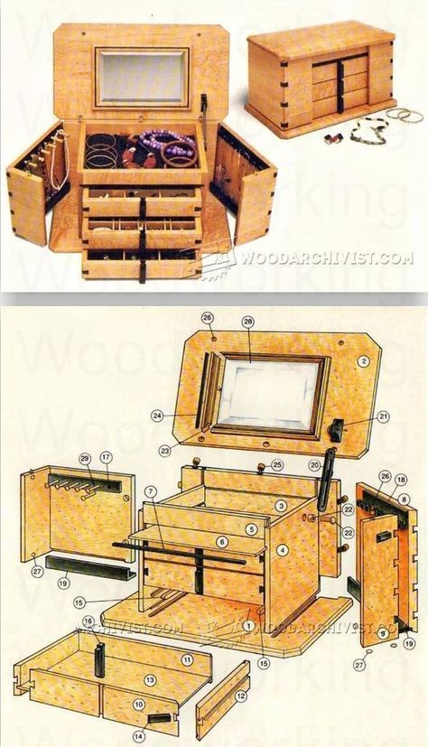 The World's Largest Collection of 16,000 Woodworking Plans! The World's Largest Collection of 16,000 Woodworking Plans! #woodworkingplans #woodworkingprojects #easywoodworkingprojects #woodworkingtools #woodworkingtips #woodworkingforbeginners #woodworkingbooks #woodworkingideas Jewelry Box Plans, Woodworking Plans Patterns, Intarsia Wood Patterns, Jewelry Armoires, Woodworking Projects Furniture, Woodworking Plans Beginner, Úložný Box, Woodworking Projects For Kids, Woodworking Furniture Plans