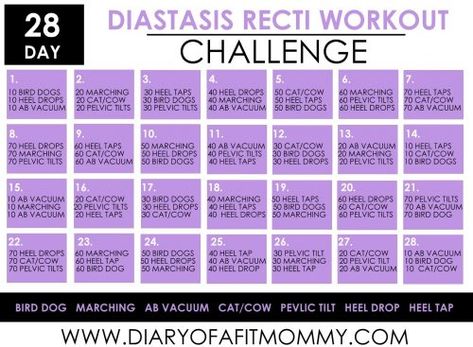 28 Day Diastasis Recti Workout Challenge - Diary of a Fit Mommy Diastasis Recti Workout, Fitness Before After, Workout Morning, Workout Man, Diastasis Recti Exercises, Ab Workout Challenge, 28 Day Challenge, Abs Workout Video, Mommy Workout