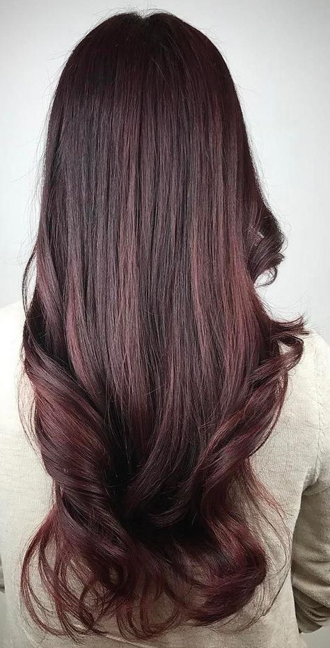 12 Hottest Mahogany Hair Color Highlights For Brunettes | Hairstyles & Hair Color for long, medium short hair | Bloglovin’ Plum Brown Hair Color, Mahogany Hair Color, Mahogany Brown Hair, Burgundy Hair Dye, Brown Hair Color Shades, Hair Color Mahogany, Mahogany Hair, Hair Color Pictures, Rambut Brunette