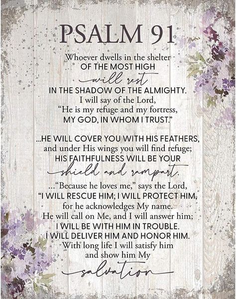 Psalm 91 Wood Plaque - Made in the USA - 11.75 in x 15 in - Classy Vertical Frame Wall Hanging Decoration | Because He Loves Me, Says the Lord | Christian Family Religious Home Decor Saying Psalm 91 11, Birthday Prayer, Shadow Of The Almighty, Bible Verse Background, Christian Family, Prayer For Protection, Bible Illustrations, Custom Plaques, Good Morning God Quotes