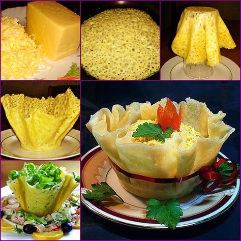 How to DIY Edible Cheese Salad Bowls tutorial and instruction. Follow us: www.facebook.com/fabartdiy Salad Bowl Recipes, Edible Bowl, Diy Edible, Food Carving, Cheese Salad, Snacks Für Party, Food Decoration, Food Presentation, Bowls Recipe