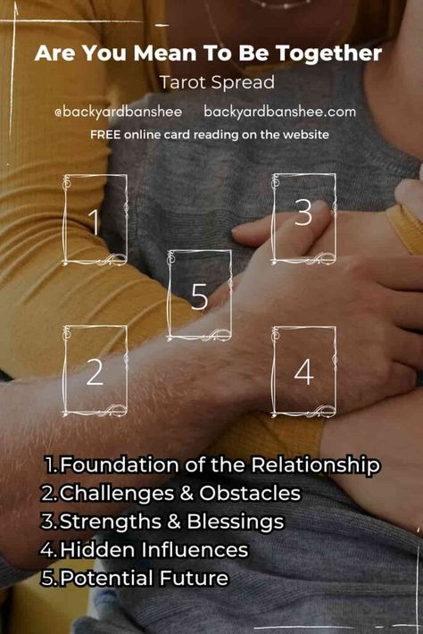 Seeking relationship clarity? Our 5-card Tarot spread offers a deep dive into your love life, helping you understand if you’re meant to be together. Read more, with clear examples, at backyardbanshee.com Wedding Tarot Spread, New Relationship Tarot Spread, Tarot Relationship Spread, 2 Card Tarot Spread, Love Life Tarot Spread, Tarot Love Spread, Woodland Wardens, Relationship Tarot Spread, Celtic Wicca