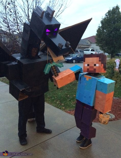 Minecraft Ender Dragon Costume, Minecraft Costumes Diy, Minecraft Warden Costume, Enderdragon Costume, Ender Dragon Costume, Minecraft Halloween Costume, Diy Minecraft Birthday Party, Dragon Halloween Costume, Minecraft Costumes