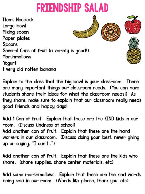 friendship salad.pdf - Google Drive Friendship Preschool Lesson Plans, Friendship Salad, Week Of The Young Child, Valentine Craft Ideas, Preschool Friendship, Valentine Preschool, Building Friendships, Friendship Lessons