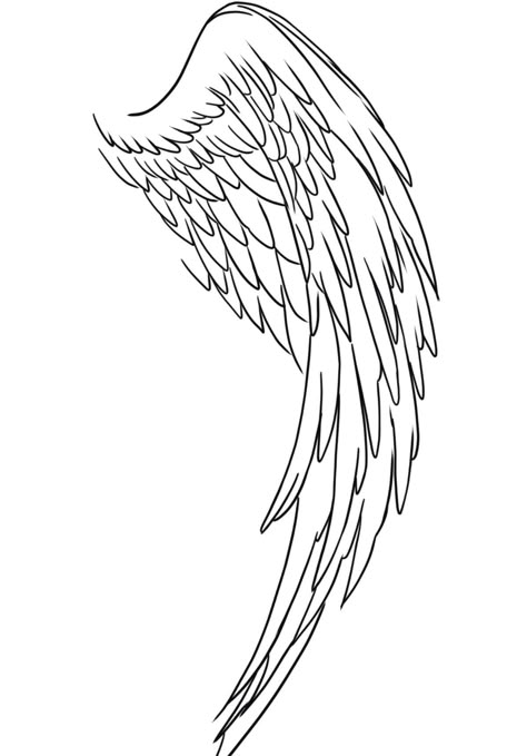 Angel Wings Tattoo Outline, Angel Wings Drawing Tattoo, Angel Wings Drawing Sketches, Angel Wings Drawing Simple, Angel Wing Stencil, Angel Wings Sketch, Angel Wing Drawing, Angel Wings Template, Wings Line Art