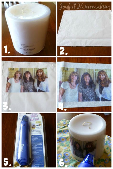 Diy Memorial Candle, Candle Transfer, Pillar Candles Diy, Diy Photo Candles, Decorating Candles, Diy Christmas Gifts For Boyfriend, Photo Candle, Gunny Sack, Pic Candle