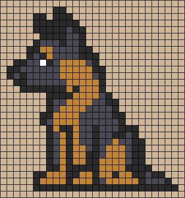 Dog Pixel Art 32x32, Perler Beads Dogs Patterns, German Shepherd Perler Beads, German Shepherd Pixel Art, Pixel Art Chien, Pixel Art Medium, Puppy Pixel Art, Small Pixel Art Grid, Fox Pixel Art