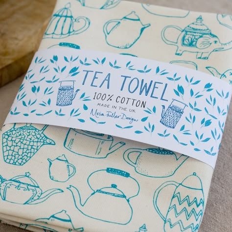 Towel Packaging, Craft Kits For Adults, Scarf Packaging, Etsy Packaging, Being Creative, Fabric Stamping, Printed Tea Towel, New Crafts, Towels Design