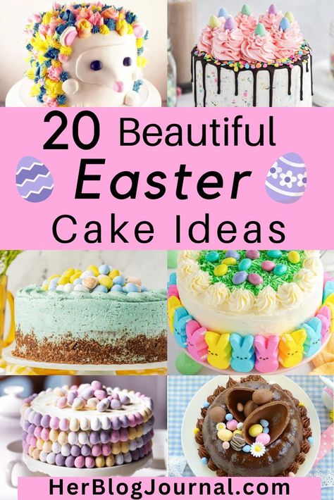 cute easter cake ideas to make with easter eggs, bunnies , easter peeps. Easter Cake Ideas, Easter Bundt Cake, Easter Cake Easy, Bunny Cakes, Easter Egg Cake, Easter Cake Recipes, Polka Dot Cakes, Easy Easter Desserts, Easter Bunny Cake